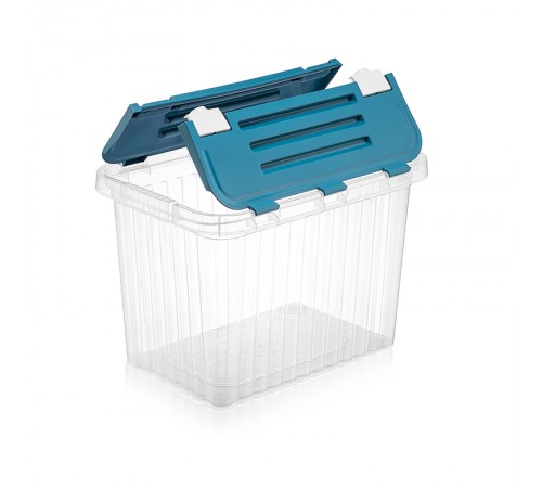 Ящик для хранения со створками ПРОЗРАЧНЫЙ/МЕНТОЛ "Сплит"26 л (уп12шт) 20041
