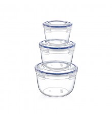 Воздухонепроницаемый круглый глубокий контейнер Набор 3шт(625-1200-2100)мл (24)шт 30561