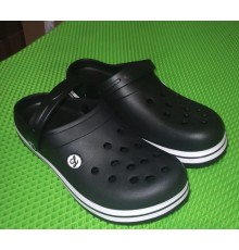 Кроксы мужские Сабо Чёрные с белой полосой арт 149у (40-45р)  (8шт/уп)