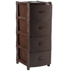 Комод ЭЛЛАСТИК ДЕШЕВЫЙ 4-Х СЕКЦ. (ЛЮКС) ШОКОЛАД