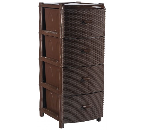 Комод ЭЛЛАСТИК ДЕШЕВЫЙ 4-Х СЕКЦ. (ЛЮКС) ШОКОЛАД