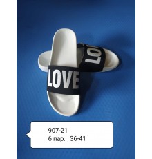 Шлепанцы женская ассортиLOVE арт 907-21 Белая подошва черный верх (6шт/уп.,р.36-41)