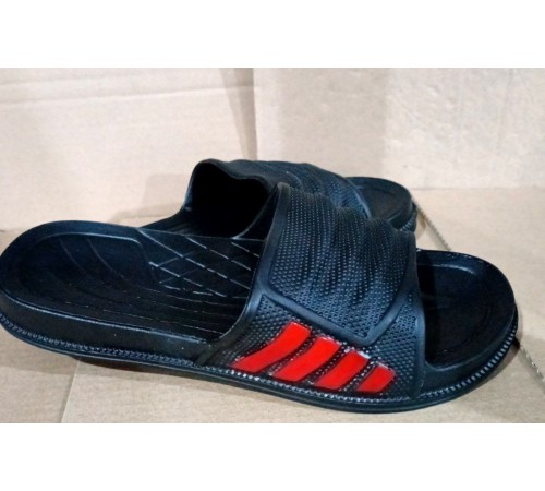 Мужские шлепанцы черно-красные открытые  арт 1024 (40-45р)  (8шт/уп)