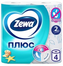 Zewa Плюс Туалетная бумага  Свежесть океана, 2 слоя, 4 рулона * 24