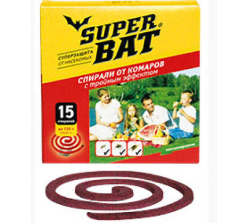 SuperBAT Спирали КРАСНЫЕ  ТРОЙНОГО ДЕЙСТВИЯ 10шт, 60 шт./кор.