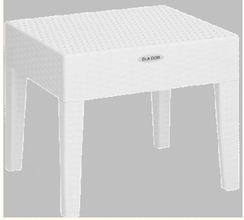 Столик журнальный квадратный RATTAN OLA DOM (белый) 530/460/450мм ЭП401400