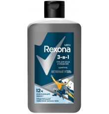 REXONA MEN Гель д/душа 3в1 Активный уголь 490мл
