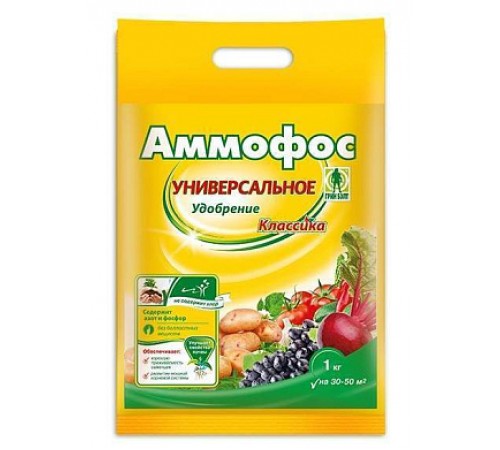 Аммофос (азот 12%, фосфор 52%) 1кг удобрение (двойной суперфосфат) Грин Бэлт 20шт/кор арт.04-770