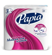 PAPIA Туалетная бумага 3-х сл. Белая 32 рулона   *3*54