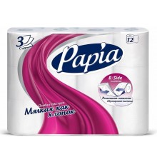 Papia Туалетная бумага 3-х сл.  Белая 12 рулонов   *7*168