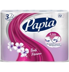 Papia Туалетная бумага 3-х сл. Балийский цветок 12 шт    *7     *105