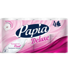 PAPIA Deluxe Туалетная бумага  4-х слойн. Белая   8 рул.       *7*252