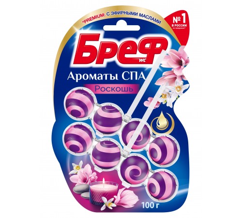 Блок д/унитаза Бреф ДВОЙНЫЕ  Ароматы СПА Роскошь 50г  *10*1440