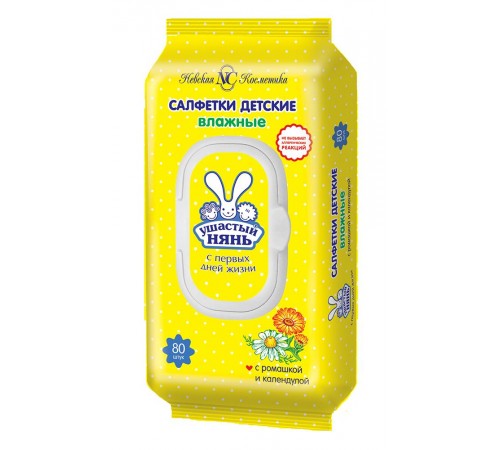 Ушастый нянь Салфетки влажные детские, 80шт 1/12