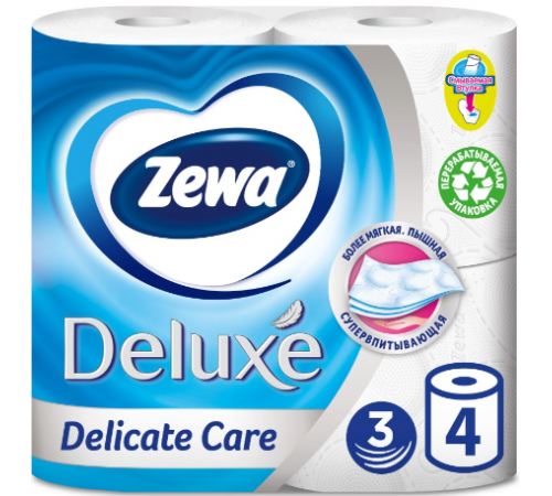 ZEWA Deluxe Туалетная бумага 3-слойная Белая 4шт