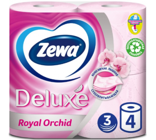 ZEWA Deluxe Туалетная бумага 3-слойная Орхидея 4шт