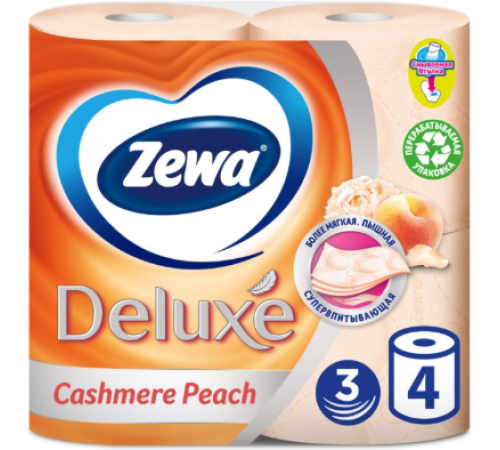 ZEWA Deluxe Туалетная бумага 3-слойная Персик 4шт