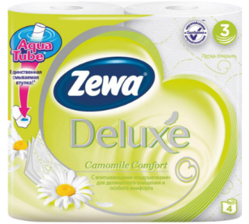 ZEWA Deluxe Туалетная бумага 3-слойная Ромашка 4шт