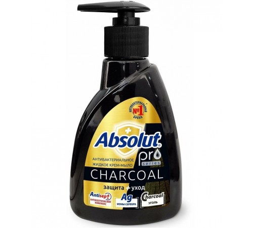 Мыло жидкое "ABSOLUT PRO" серебро + уголь 250г 15шт/кор арт 5197