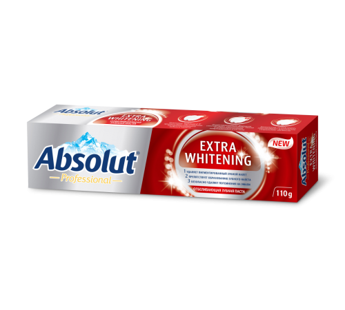 Зубная паста ABSOLUT Professional Extra Whitening 110г антибактер 24/кор арт8115
