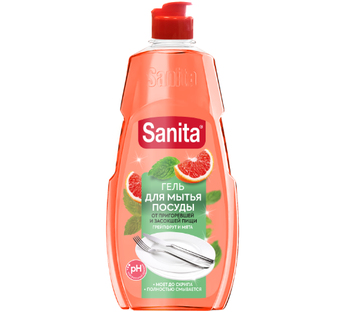 Sanita Жидкость д/посуды Грейпфрут+мята 450г (10шт в кор)*