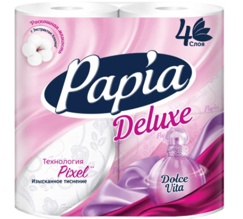 Papia Deluxe Туалетная бумага Арома Дольче Вита 4-слойная 4шт