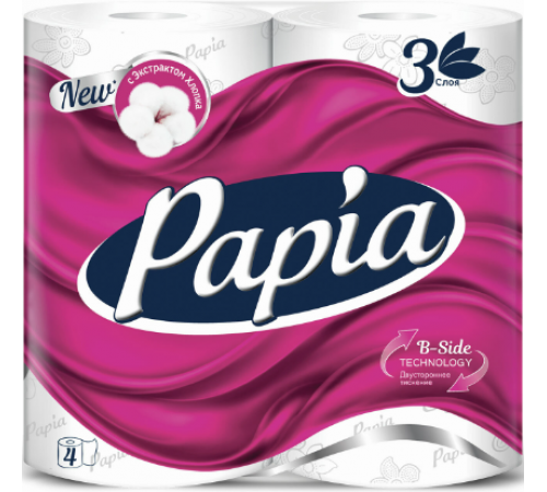 Papia Туалетная бумага Таинственный сад 3-слойная 4шт