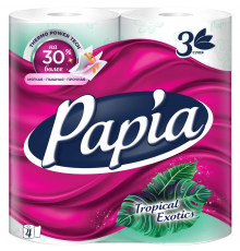 Papia Туалетная бумага Тропическая экзотика 3-слойная 4шт
