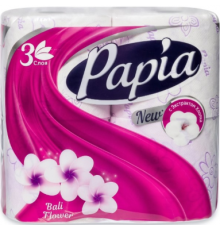 Papia Туалетная бумага Цветы Бали 3-слойная 4шт