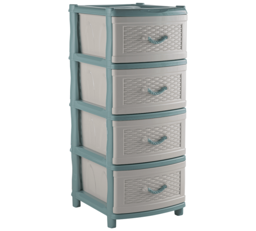 Комод  "Элластик" с фасадом Плетёнка (голубовато-бирюзовый)ЭП 637667
