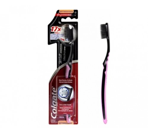 Зубная щетка Colgate Slim Soft с древесным углем, многоцветная Soft souple 12шт/уп (72шт/кор)