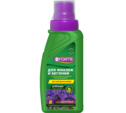 Bona Forte Здоровье Жидкое органо-минеральное удобрение Для фиалок и бегоний флакон 285мл/20