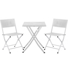 Набор складной садовой мебели RATTAN OLA DOM (бел) Стол: 580/580/715 Стул: 535/445/820мм.ЭП 873154