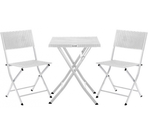 Набор складной садовой мебели RATTAN OLA DOM (бел) Стол: 580/580/715 Стул: 535/445/820мм.ЭП 873154