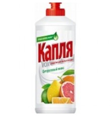 Моющее средство д/посуды "КАПЛЯ Vox" СИЛА ЦИТРУСОВ эффект лимон.кисл. 500г арт.9054  (15/уп)