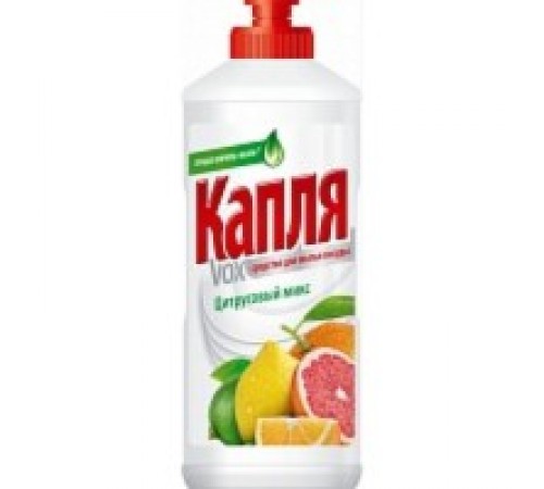 Моющее средство д/посуды "КАПЛЯ Vox" СИЛА ЦИТРУСОВ эффект лимон.кисл. 500г арт.9054  (15/уп)