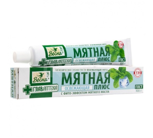 Зубная паста ВЕСНА Главаптека Мятная освежающая 90г в пенал арт 8095 (48/уп)