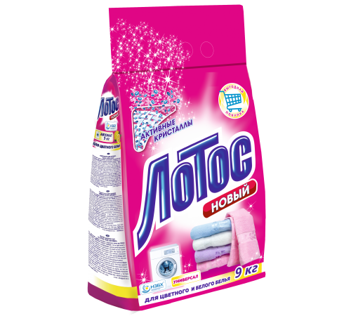 Стиральный порошок ЛОТОС Новый Универсал 9кг п/э (1/кор)  (621)