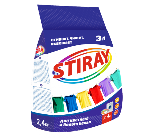 Стиральный порошок STIRAY 2,4 кг П/э (8/кор) (911 П)