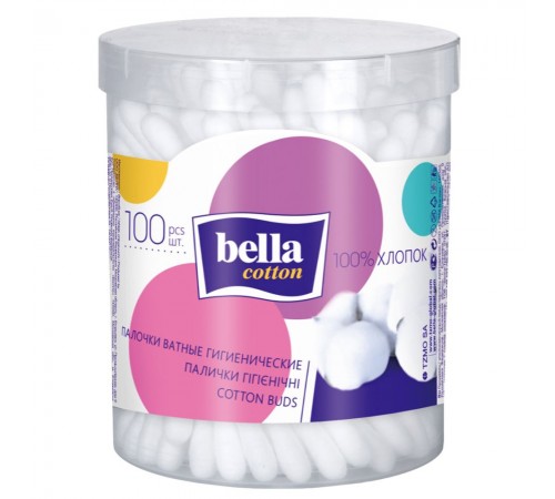Bella cotton Ватные палочки 100 шт (коробка круг) 1/48