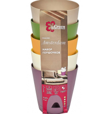 Набор горшочков /цв.  D110мм / 0,65л с прикорн.пол. 5шт. микс арт. ING6217МИКС в кор.12шт