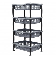 Этажерка прямоугольная 4х секц черн.серебро (уп6шт)  арт.04204