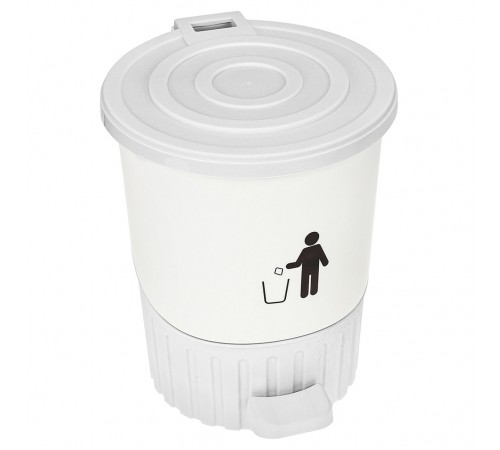 Мусорное ведро с педалью 26л св.серый-белый (4) шт арт 01063